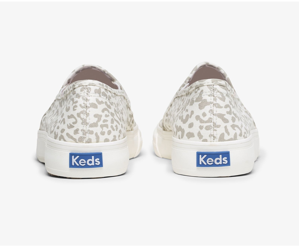 Keds Slip Ons White - Double Decker Animal - Womens KUMGVF-214